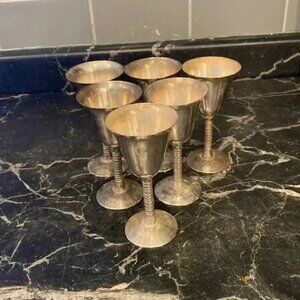 Vintage metal Goblet Chalice  Wine Cup Modern Mid Century Metal Glasses Stemware